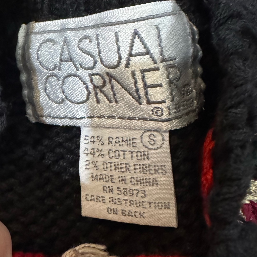 Casual Corner Black Multicolor Patchwork Sweater - image 5